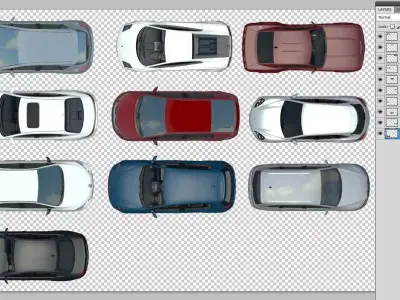 FLOOR PLAN 2d Car top view PSD realistic 3D model