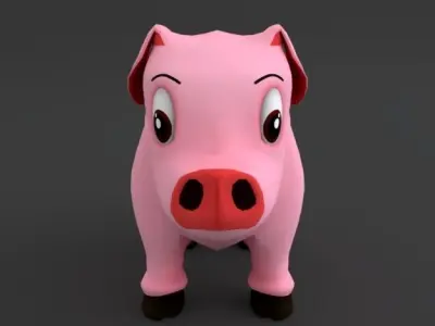 Pig Cartoon Low-poly 3D model