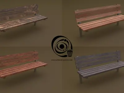 Bench 40 4in1 - 4 PBR Texture 1 Model Low-poly 3D model