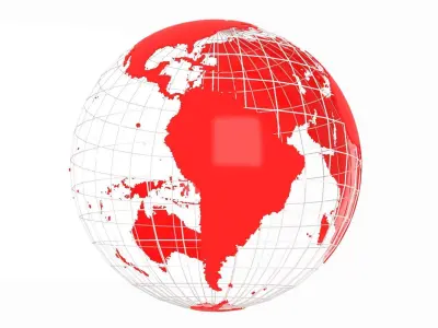 Globe News Skeleton RED Color 3D model