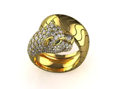 Diamond Panther Ring 3D print model