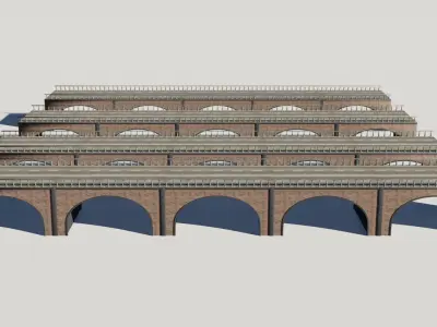 3D model low poly bridge adapted for videogames 4 lod Low-poly 3D model