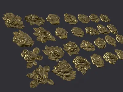 Roses relief set 3D print model