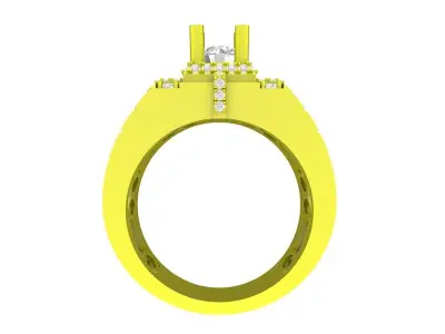 A7705 Korean Style Luxury Baguette Diamond Men Ring 3D print model