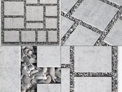 Tile square pebble n8 low 3D model