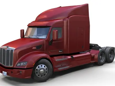 Peterbilt 579 lowboy trailer Low-poly 3D model