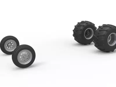 Wheel Set of Vintage Pulling Funny car Scale 1 to 25 3D print model