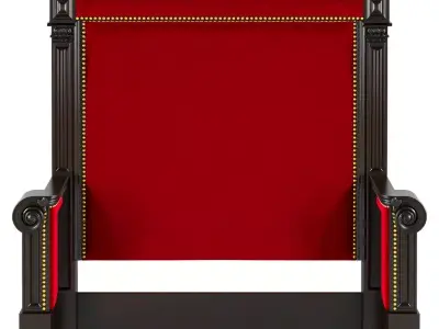 Regal Ornate Red Velvet Headboard Low-poly 3D model