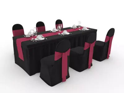 Banquet Table and Chair 144 3D model