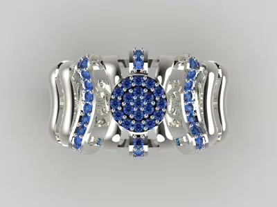 Luxury white gold ring with sapphire model jr00122 3D print model