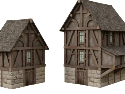 Two low-poly houses Free low-poly 3D model