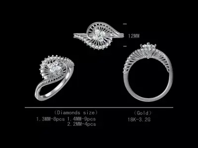 Bridal Diamond Engagement Ring For Women 3D Model Free 3D print model