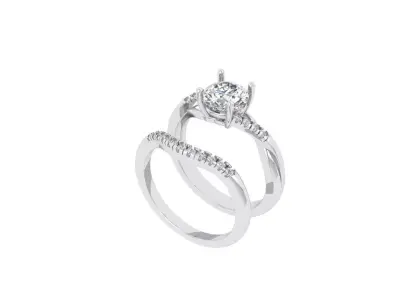Solitair Ring Bridal Set 3D print model buy
