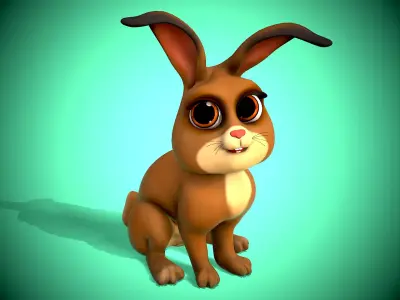 small cartoon rabbit Low-poly 3D model