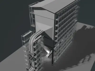 Industrial building in construction scene 25i18 3D model
