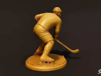 Golden Hockey Statue Low-poly 3D model