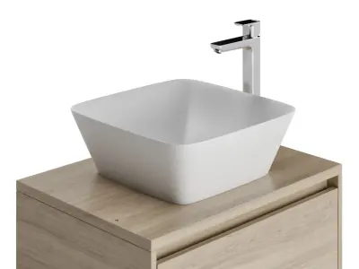 Light Brown Oak Timber Vanity 3D model