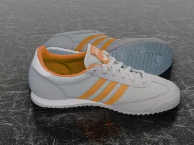 ADIDAS 3D SHOES - WHIE - ORANGE Low-poly 3D model