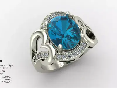 bule heart 3D print model