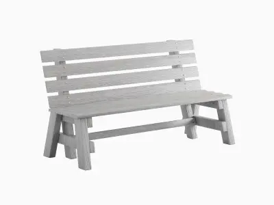 Wooden Outdoor Bench 02 3D model
