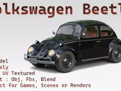Volkswagen Beetle Low-poly 3D Model Low-poly 3D model