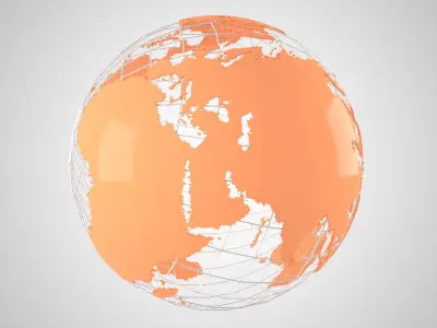 Globe News Skeleton Light Orange 3D model