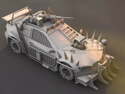 Apocalyptic Car Modular Pack Low-poly 3D model