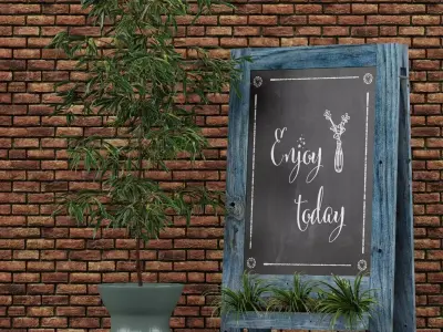 Restaurant chalkboard 06 plants 3D model 3D model