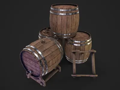 Beer barrels Low-poly 3D model
