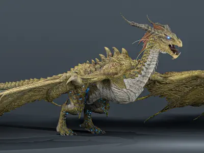 Nordic Legendary Dragon -rigged Low-poly 3D model