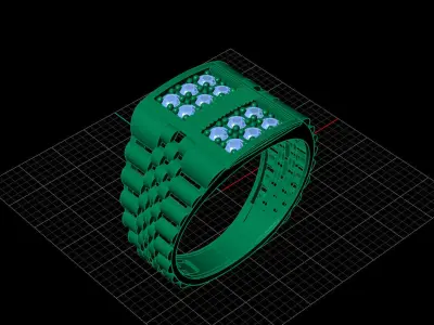 Print Ready STL 3DM  Gents Rings Diamond Men Ring  3D print model 160