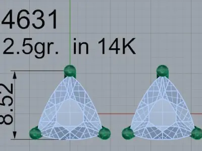 Triangulum Diamond Earring 4631 3D print model