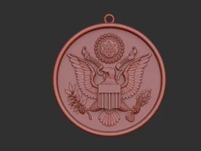 US Great Seal Coin Pendant 3D model