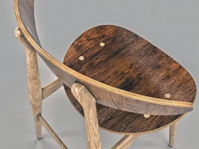 CH wooden chair Low-poly 3D model