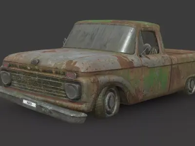 Abandoned Car - Ford F Classic Pickup Truck Low-poly 3D model