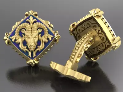  Zodiac signs Cufflinks Ram 3D print model