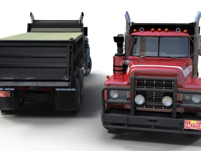 80s Industrial dump truck Low-poly 3D model