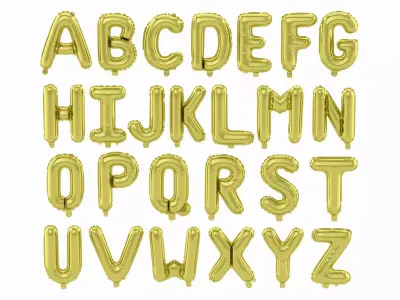 Balloon Alphabet Gold 3D model