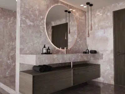 Luxury modern bathroom lavatory area Free 3D model