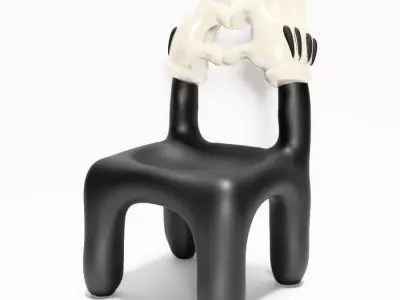 Cartoon Mickey Glove Chair Heart Hands Props Second Life toy 3D print model