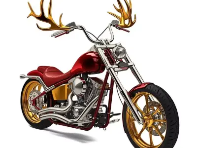 Crimson Stag Custom Chopper 3D Model Low-poly 3D model