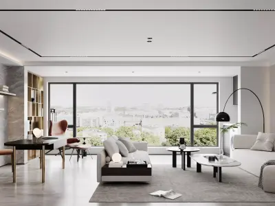 Modern living room dining room interior scenes 280 3D model
