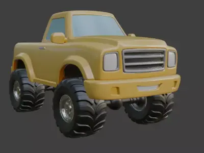 Cartoon Yellow Truck Car Model for 3D Print 3D print model