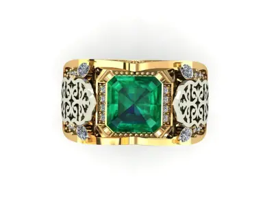 Luxury Ornate Gemstone Ring - High Detail 3D Model 3D print model