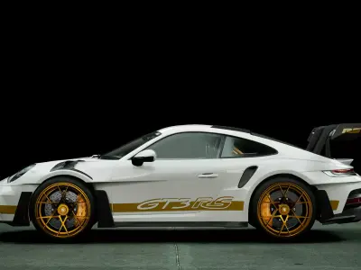 Porsche 911 992 GT3 RS White Gold Low-poly 3D model