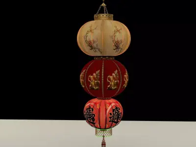 Chinese red lantern 3D model 41