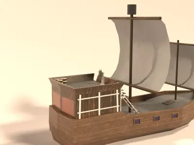 CARTOON WOOD BOAT NOT REALISTIC Low-poly 3D model