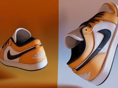 PBR Model Shoes Laser Orange Low-poly 3D model