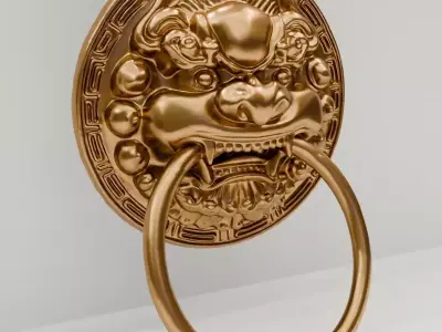 Chinese Style Beast Head Door Knocker 2 - High Poly 3D Model 3D print model