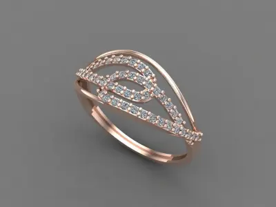 Women Ring Diamond Stone STL 3DM Lightweight Printable 3D print model 5